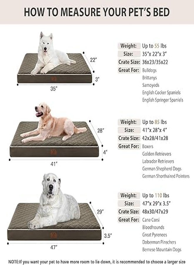 BLESSING PET SUPPLY Orthopedic Dog Beds for Dogs, Waterproof Dog Bed with Removable Washable Cover & Anti-Slip Bottom, Egg Crate Foam Pet Bed Mat, Multi-Needle Quilting (Dark Green, 47.0" L x 29.0" W x 3.5" Th) - Image 2